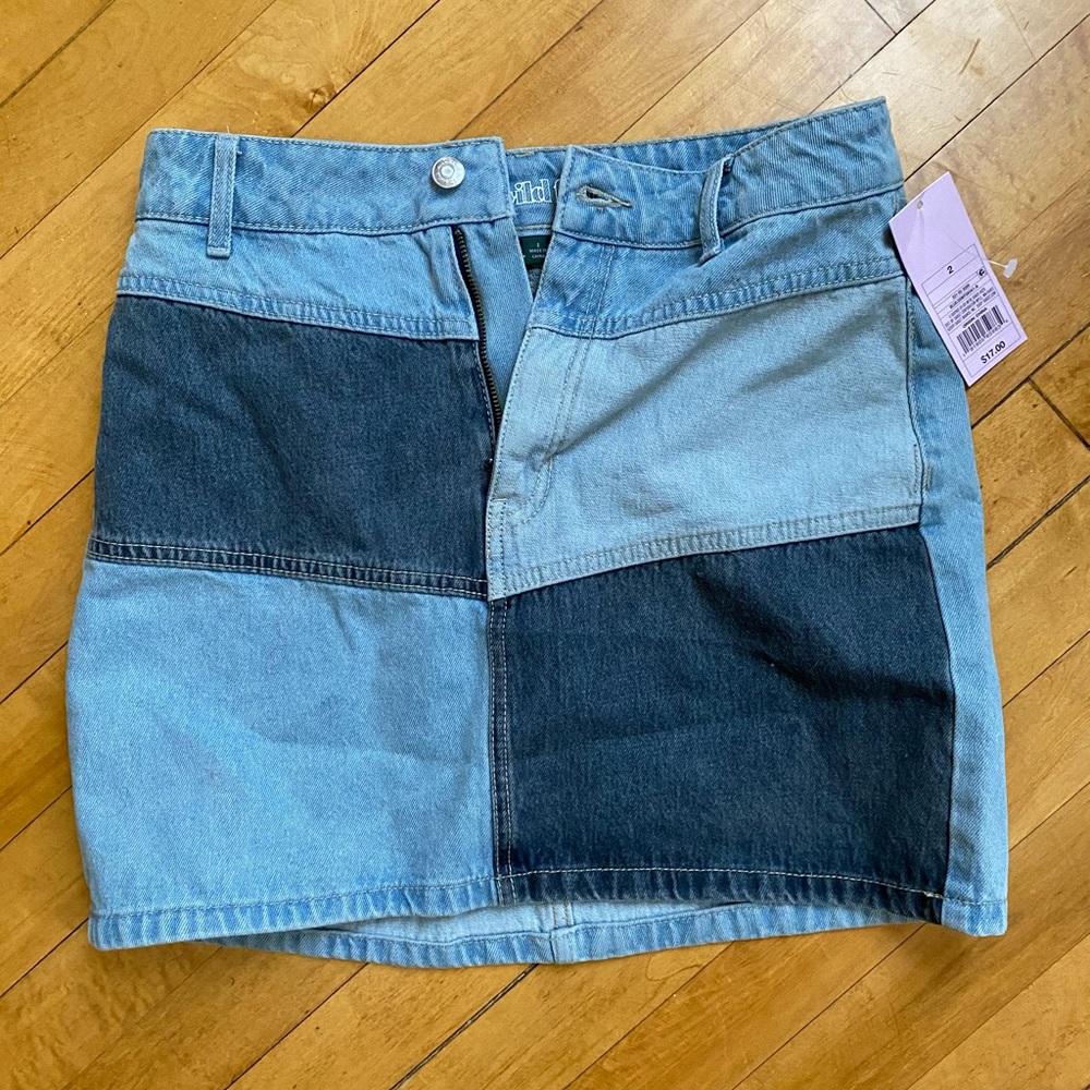 Wild Fable, size 2, checkered jean skirt